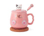 Ceramic Cat Mug with Lid and Spoon: Pink
 thumbnail 1